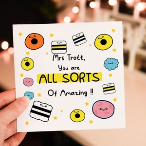 Personalised Ms Trott You Are All Sorts Of Amazing - Funny Teacher Birthday Card
