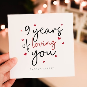 Personalised Romantic Anniversary card for Him, 9th wedding anniversary Card for Partner, husband or wife