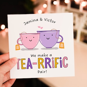 We make Tea-rrific pair  Romantic Anniversary card for Him, 4th wedding anniversary Card for Partner, husband or wife
