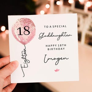 Personalised Eighteenth Happy 18th Birthday card, Goddaughter birthday Card, 16th Birthday Card, For her, For Goddaughter, 15 16 18