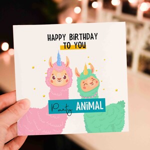 Personalised Funny Lama Party Animal Birthday Card , Humor Birthday Card, Lama Birthday Card, Birthday Card for friend, Cute Lama Card