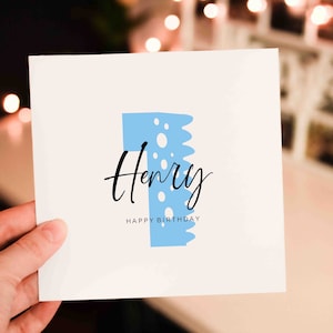 Personalised Happy 1st birthday card, Number 1st birthday card, Boy birthday card, Dino birthday card, cute dino number greeting card