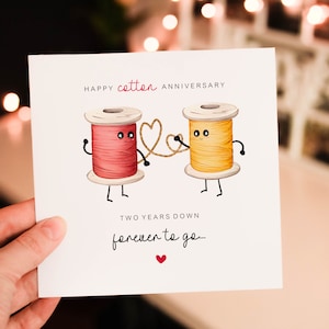Happy 2nd anniversary card, Cotton anniversary card, 2 Year wedding Card, Anniversary Card For Boyfriend, Anniversary Card For Girlfriend