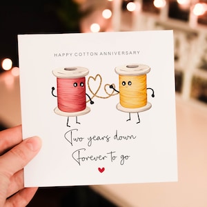 Happy 2nd anniversary card, Cotton anniversary card, 2 Year wedding Card, Anniversary Card For Boyfriend, Anniversary Card For Girlfriend