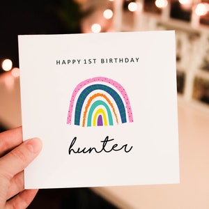 Personalised happy 1st birthday card, animal 1st birthday card, boy birthday card, safari birthday card, cute safari greeting card