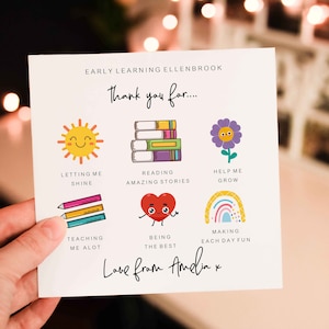 Personalised Teacher and Day care Thank You Card, School and Educator Thank You Card, End of Term Gift For Teachers, Childcare Worker
