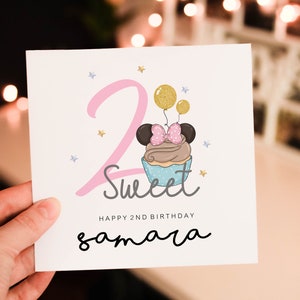 Personalised Two Sweet Birthday Card for Niece, kid, granddaughter, Birthday card for daughter, Cute 2nd birthday card for baby girl