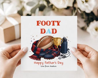 Happy Father's Day Footy Dad Card | AFL Fan Gift for Dad | Australian Football Father's Day Card | Personalised Dad Card