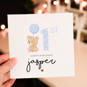 Personalised happy 1st birthday card, animal 1st birthday card, boy birthday card, safari birthday card, cute safari greeting card
