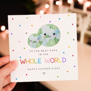 Personalised To the best PAPA in the WHOLE WORLD Happy Fathers day Card for Papa, Love From daughter / son , From baby, Fathers day gift