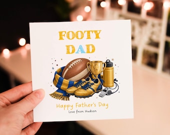 Happy Father's Day Footy Dad Card | AFL Fan Gift for Dad | Australian Football Father's Day Card | Personalised Dad Card