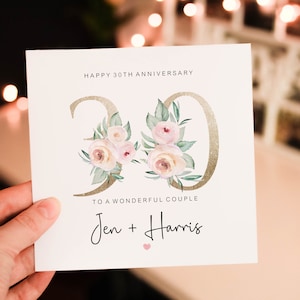 Personalised 30th Romantic Anniversary card for Him, 30th wedding anniversary Card for Partner, husband or wife