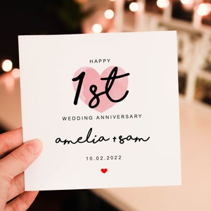 Personalised Romantic Anniversary card for Him, 1st wedding anniversary Card for Partner, husband or wife
