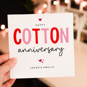 Happy 2nd anniversary card, Cotton anniversary card, 2 Year wedding Card, Anniversary Card For Boyfriend, Anniversary Card For Girlfriend