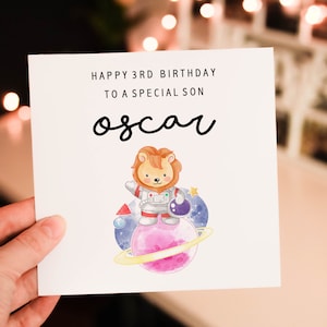 Personalised happy 1st birthday card, animal 1st birthday card, boy birthday card, safari birthday card, cute safari greeting card