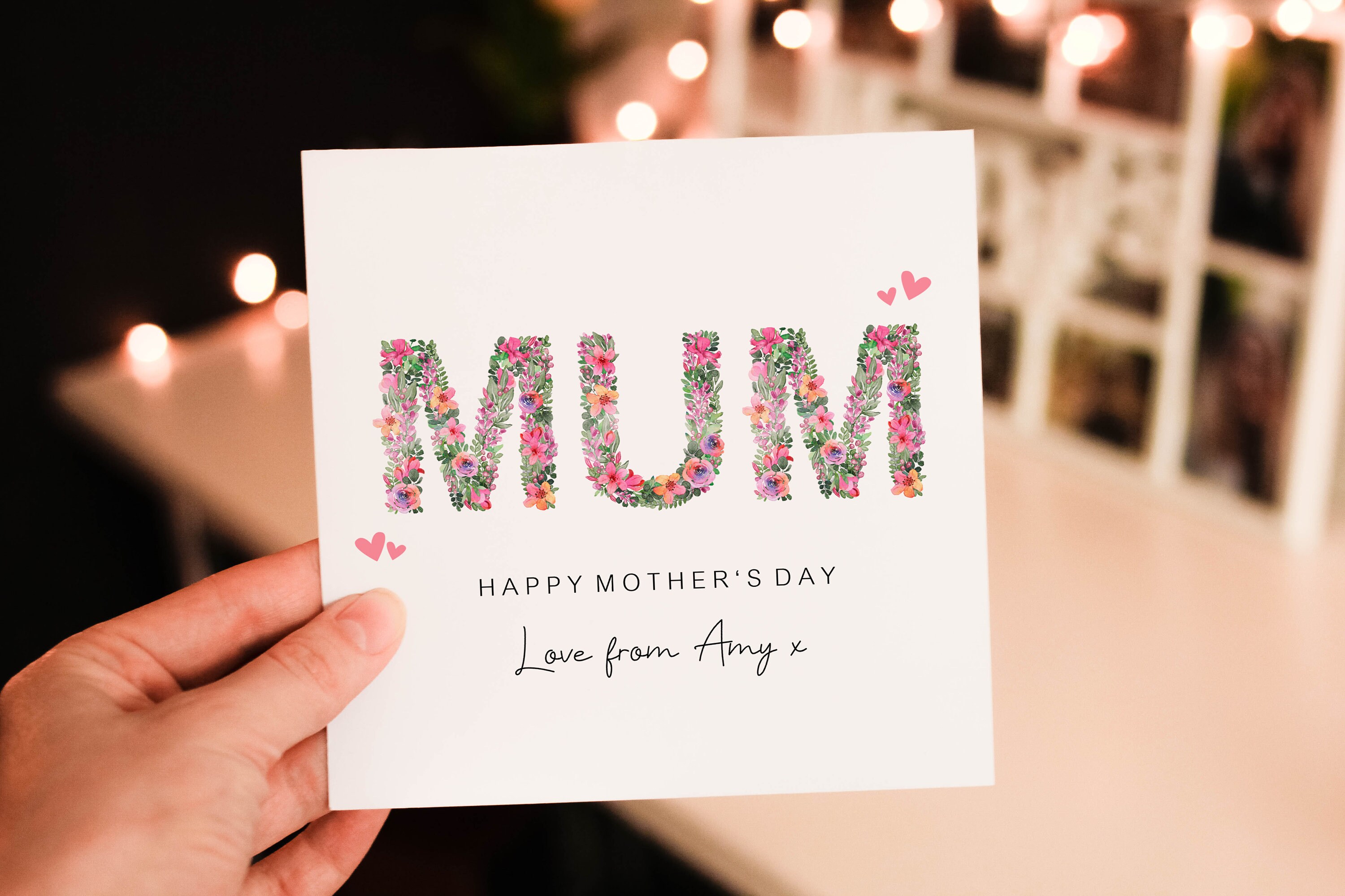 Personalised Floral Mum Mothers Day Card, Mothers Day Card for Mum ...