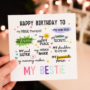Personalised Birthday Card for Bestie, Birthday card for Best friend ,  Birthday Card for him for her, Special Minimalist Birthday Card