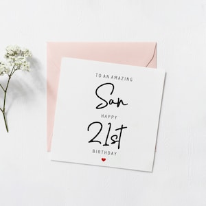 Personalised 21st Birthday, Birthday Card For Her, Card for 50th 60th 70th 80th 90th 40th birthday, Simple Birthday Card