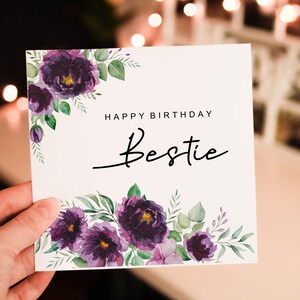 Personalised Floral Happy Birthday to my BESTIE BirthDay Card, Birthday day Card For Friend, Personalised Amazing Bestie Gift or wish card