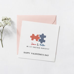 Love Heart Puzzle Valentines Day Card For Boyfriend, Perfect Fit Romantic Valentines Day Card For Him, Heart Valentines Card For Wife