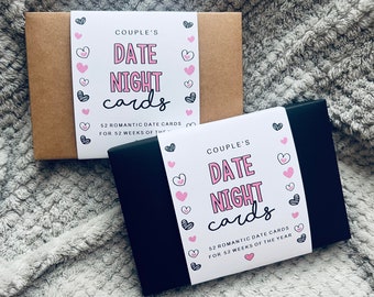 52 Date Cards a Year of Romantic date ideas, Gift for her, Gift for him, Anniversary unique gift, Couple gift, Valentine Minimalist gift