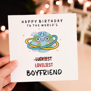 Happy birthday to the worlds luckiest BOYFRIEND, Happy Birthday Boyfriend Card, For Husband, For boyfriend, For Him, 15 16 18
