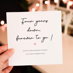 Personalised Romantic Anniversary card for Him, 4th wedding anniversary Card for Partner, husband or wife