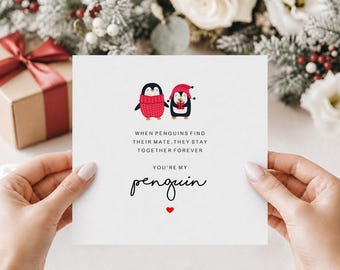 Personalised Penguin First Christmas as my boyfriend, christmas card for boyfriend,  Card From girlfriend, Gift for boyfriend