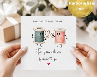 Happy 2nd anniversary card, Cotton anniversary card, 2 Year wedding Card, Anniversary Card For Boyfriend, Anniversary Card For Girlfriend