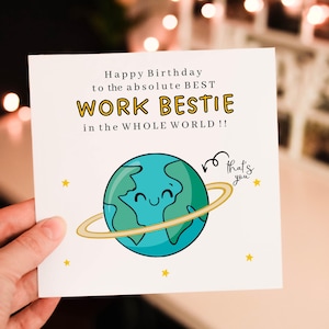 Personalised Happy birthday to the absolute best WORK BESTIE in the whole world  Birthday Card,  Birthday Card For Bestie, Card Colleague