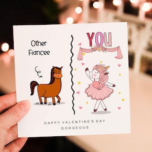 Personalised Funny Unicorn Fiance Card, Valentines Card , card for Fiancee, Cheeky card from Boyfriend, From Partner, Special Valentine card