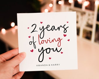 Personalised Romantic Second Anniversary Card For Husband, Boyfriend 2nd Anniversary Card, Partner Anniversary Card, Second Anniversary Card