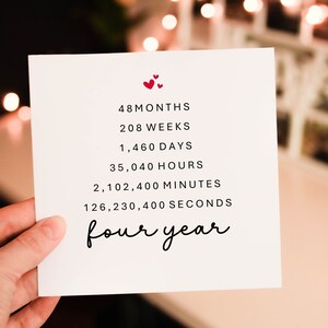 Personalised Romantic Anniversary card for Him, 4th wedding anniversary Card for Partner, husband or wife