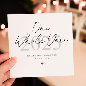 One whole years Happy 1st anniversary card, Paper anniversary card, 1 Year wedding Card, Anniversary For Boyfriend, Anniversary Girlfriend