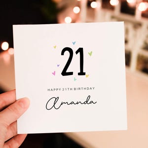 Personalised 21st birthday card for her, 21st age birthday card, 21st birthday gift for her, Card for Mum, Card for bestie, Twenty-first