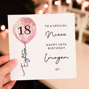 Personalised Eighteenth Happy 18th Birthday card, Niece birthday Card, 18th Birthday Card, For her, For Goddaughter, 15 16 18