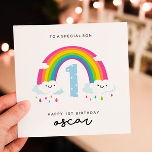 Personalised happy 1st birthday card, animal 1st birthday card, boy birthday card, safari birthday card, cute safari greeting card