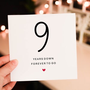 Personalised Romantic Anniversary card for Him, 9th wedding anniversary Card for Partner, husband or wife