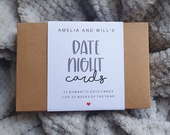 52 Date Cards a Year of Romantic date ideas,Gift for her,Gift for him, Anniversary unique gift,Date gift, Couple gift, for Mother minimalist