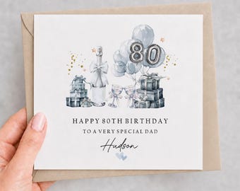 Personalised Gift Balloon 80th birthday card for him Eighty birthday card, 80 birthday gift for Grandpa, Poppy, bestie, Eighty, Uncle