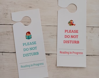 Please Do Not Disturb Door Hanger | Reading in Progress | Reader | Young Reader | Book Lover