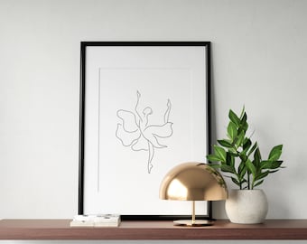 Arte de linha de bailarina | Impressão de arte de balé | Decoração de estúdio de dança | Impressão de dança | Impressão de balé | Impressão de arte de linha para parede | Arte de linha de balé