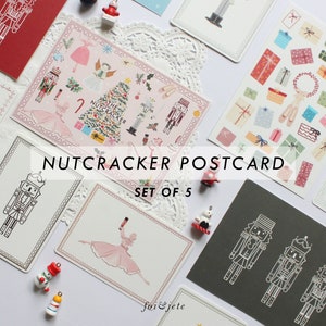 Cartão postal do quebra-nozes - Conjunto de 5 - Cartão postal de balé - Cartão de felicitações com tema de balé - Cartões postais ilustrados - presente para dançarinos - Cartão de arte de balé
