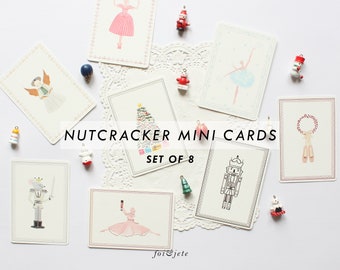 Nutcracker Mini Cards - Set di 8 - Mix casuale - Nutcracker Ballet Cards - Ballet Illustration - Dance Art Prints - regalo per ballerini