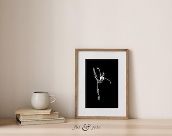 Impressão artística minimalista de bailarina (download digital)