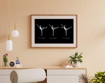 Arabesque Ballet Art Print | Black and White Art | Dance Studio Decor | Dance Teacher Resource | Ballet Printable | Dance Terminology Print