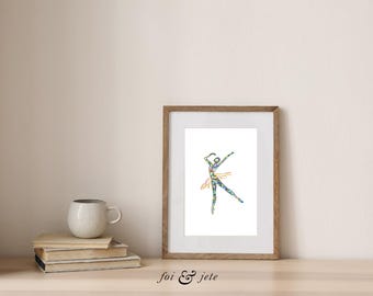 Arte para Impressão de Bailarina | Arte Colorida para Imprimir | Dançarina de Balé | Pôster de Dança | Arte Minimalista para Imprimir | Download Instantâneo