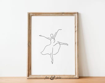 Ballerina Line Art Print | Dancer Illustration | Dance Studio Decor (Digital Download)