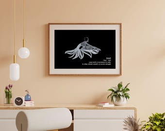 Descanso | Impressão artística de bailarina | Decoração minimalista para estúdio de dança (Digital)