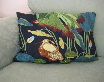 GP/&J Baker Nympheus Stork Birds Cotton /& Blue Velvet Fabric Cushion Cover
